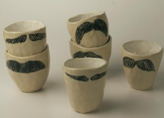 Moustache Cups 2012, ceramic, glaze