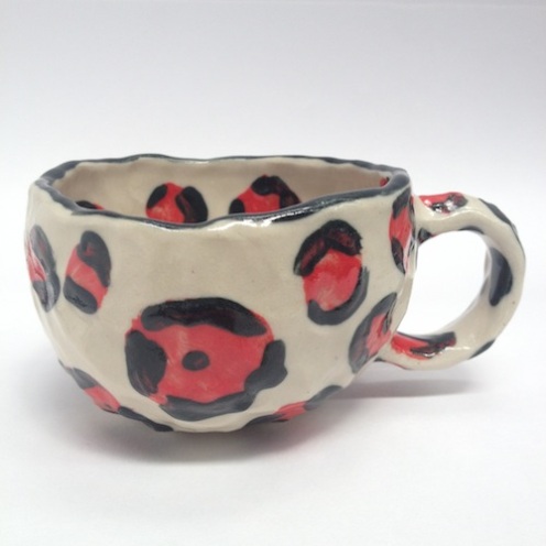 cup, ceramics, red, leopard print, high fashion, motifs, ceramic, clay, teacup