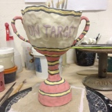 "On Target" trophy part of a series of trophies examining statements of achievements (in progress)